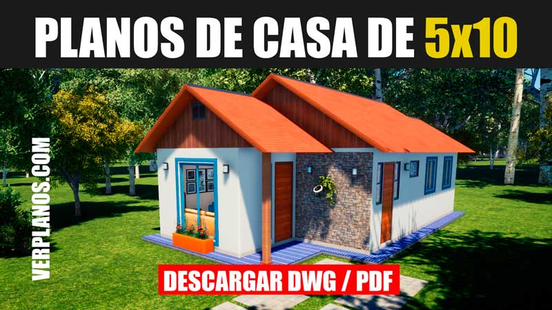 Plano de casa económica con 3 habitaciones y 1 baño (Autocad y PDF)