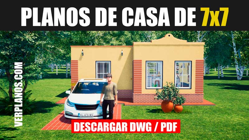 Plano de casa económica de 1 piso y 1 habitación