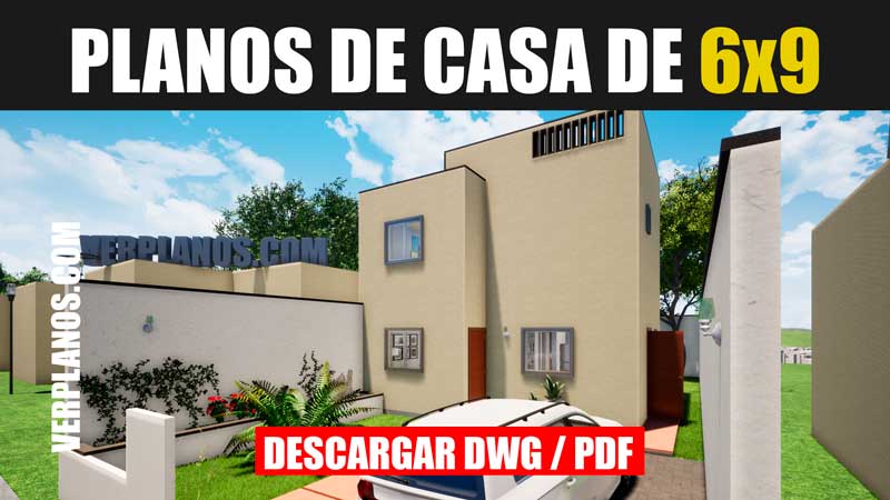 Planos de casa de 2 pisos económica con 3 dormitorios (DWG / PDF)