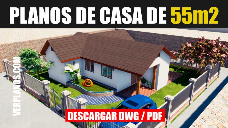Planos de casa económica de 1 piso y 3 dormitorios (DWG / PDF)