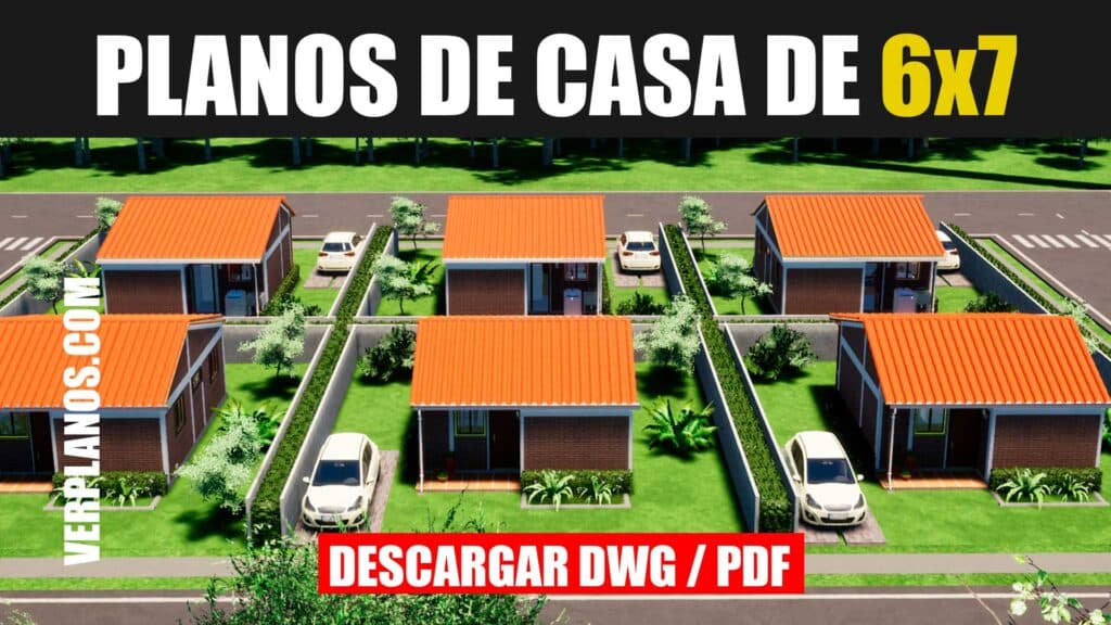 Llamativo Planos de casa económica de 1 piso y 2 dormitorios (DWG / PDF)