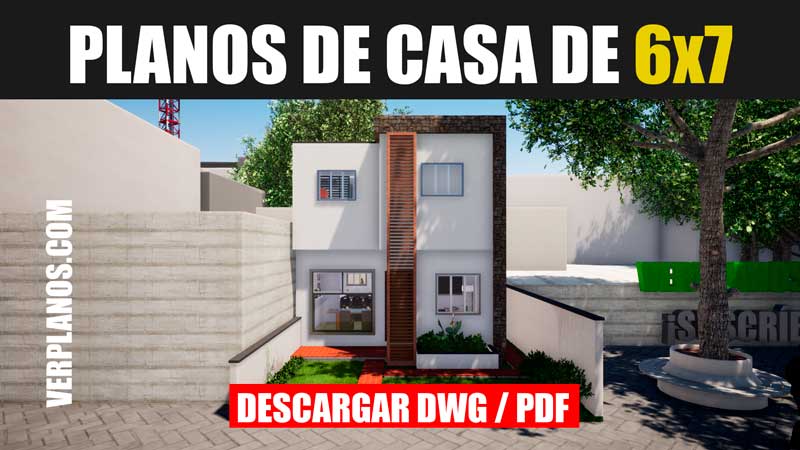 Planos de casa económica de 2 pisos con 3 recámaras (DWG / PDF)