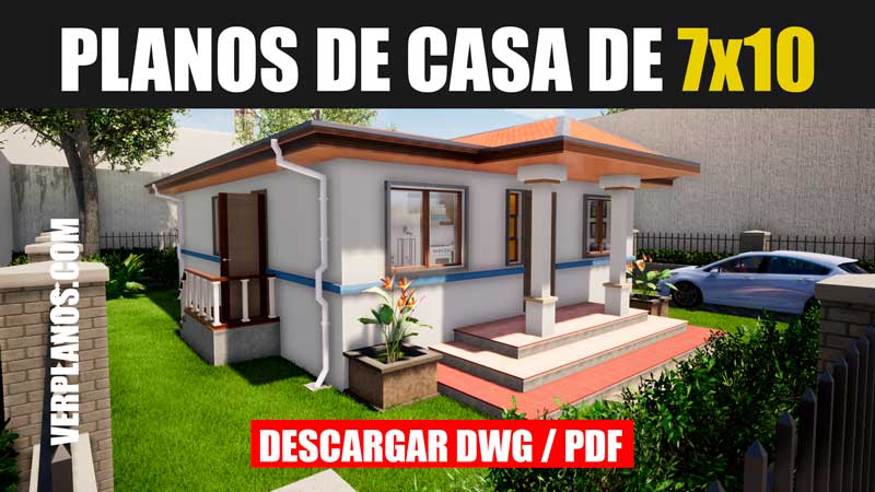 Hermoso plano de casa económica de 1 piso y 3 dormitorios (DWG / PDF)