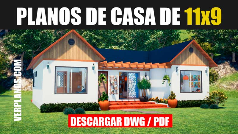 Plano de casa en forma de «C» Con medidas y 3 habitaciones