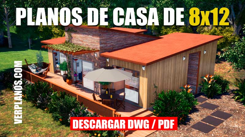 Acogedor plano de casa de campo con 2 habitaciones y 1 baño