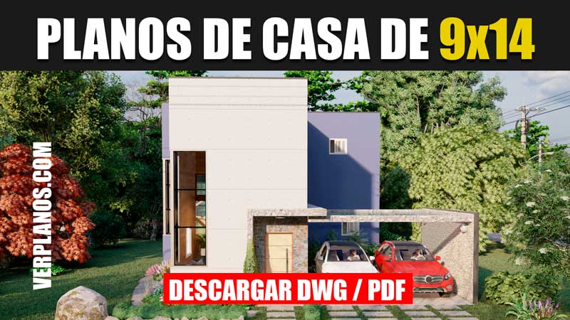 Planos de casa moderna y grande 4 dormitorios y 2 niveles (DWG / PDF)