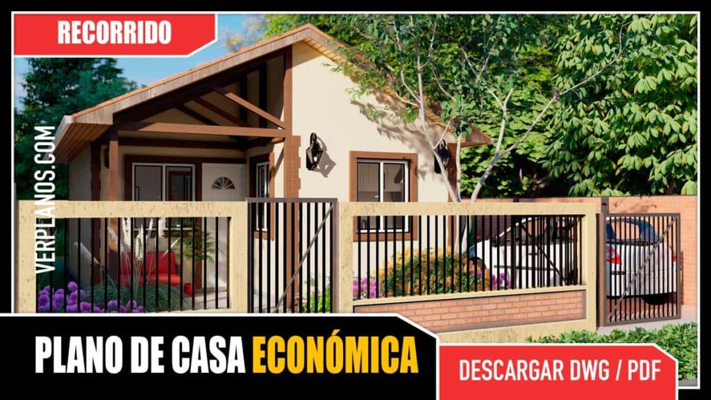 Planos de casa Súper Económica de 1 piso y 2 dormitorios