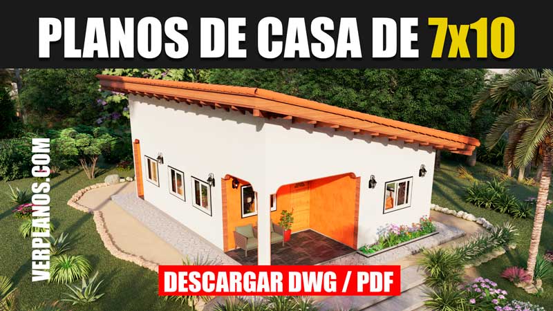 Planos de casa pequeña de 7 por 10 metros 1 piso y 2 dormitorios