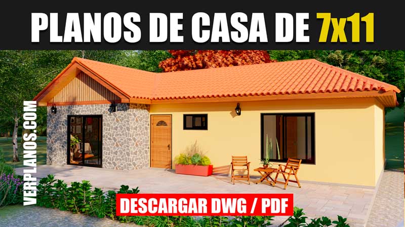 Planos de casa de 1 piso con 2 dormitorios especial para el campo o la ciudad
