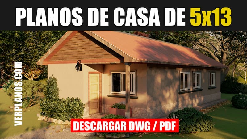 Diseño de Plano de Casa Pequeña con 2 dormitorios