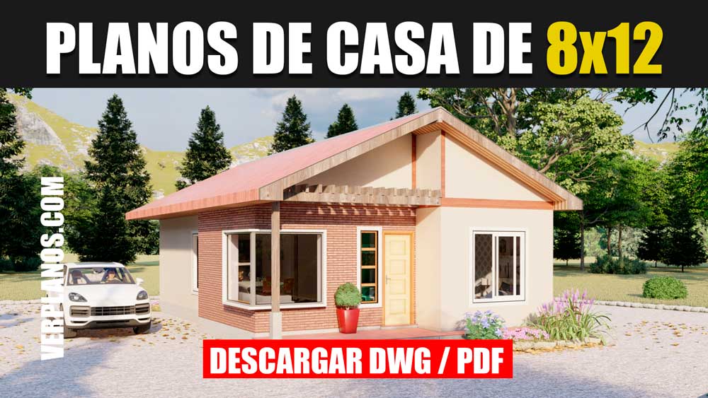 Planos de casa económica y sencilla con 3 dormitorios y 2 baños