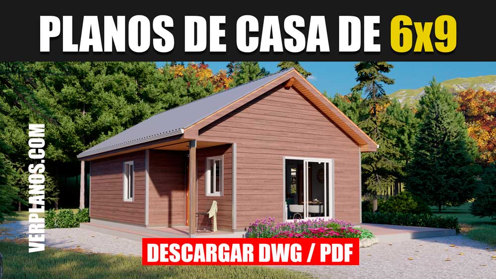 Plano de Cabaña ó Casa Prefabricada con 3 dormitorios y 1 baño