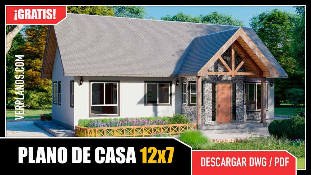 Hermosa idea de Plano de Casa con 3 Dormitorios (DWG / PDF)
