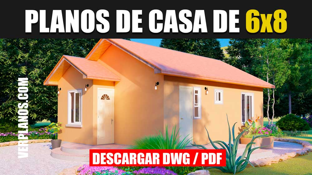 Plano de Casa Pequeña y Económica con un total de 2 Dormitorios