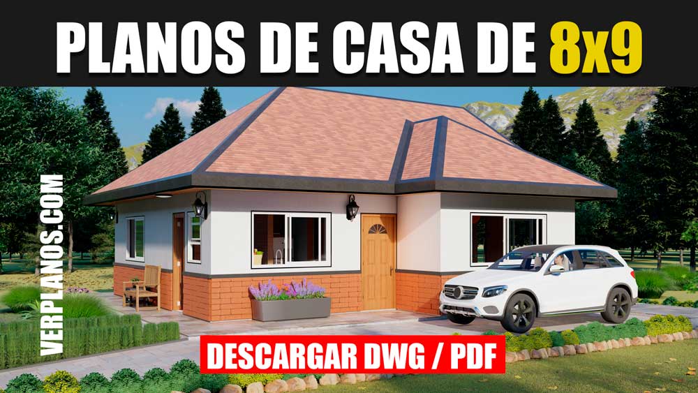 Plano de casa Económica y Pequeña con 2 Dormitorios 1 Baño