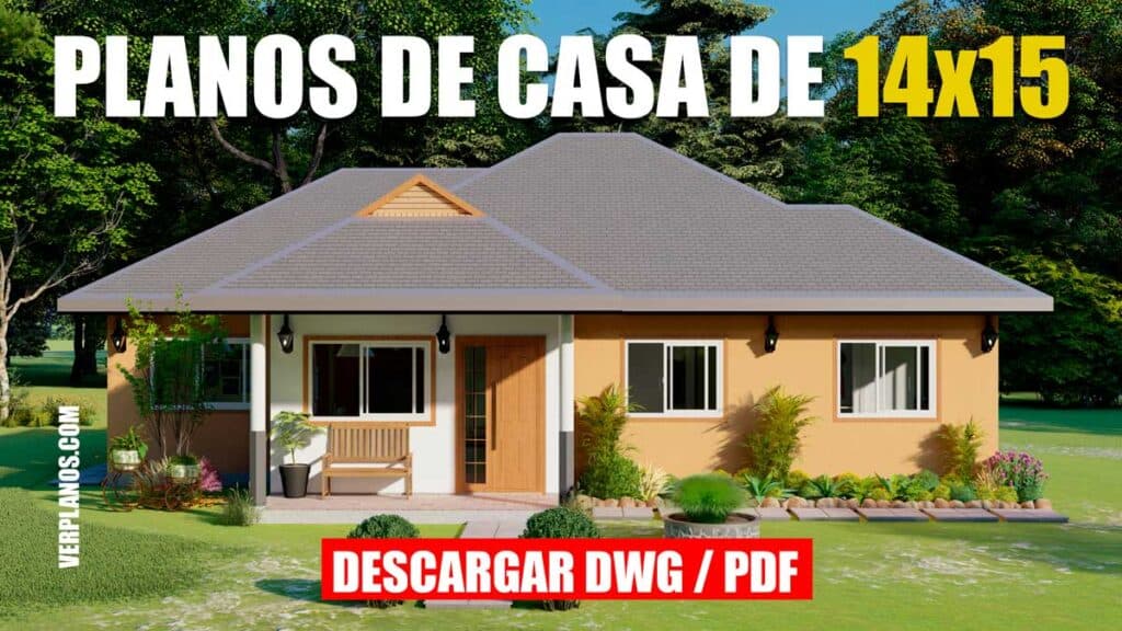 Cómodo Plano de Casa con 4 Dormitorios y 2 Baños