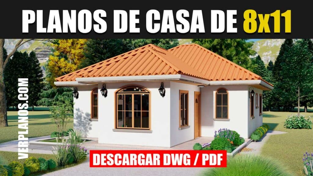 Planos de Casa de 3 dormitorios y 2 baños en 1 Planta