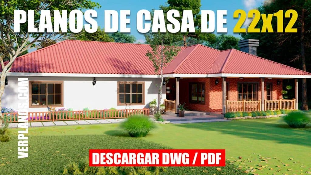 Planos de Casa ¡Muy cómoda! con 3 Dormitorios y 2 Baños en 1 Piso