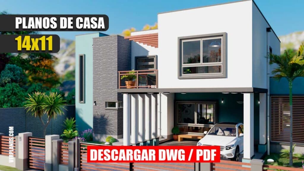 Planos de Casa Moderna de 2 pisos con 3 dormitorios