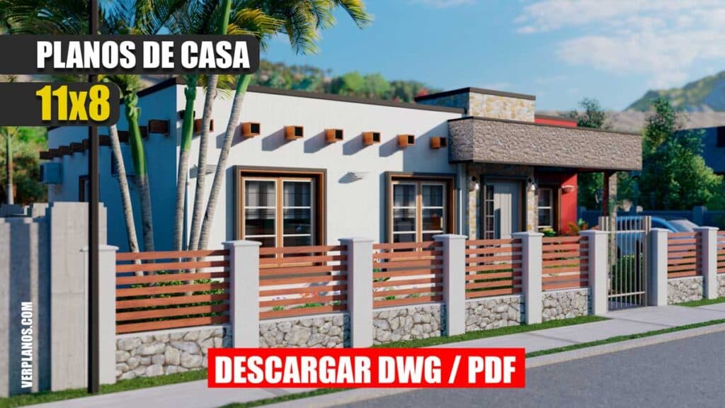 Planos de Casa Moderna y Económica con 3 dormitorios y 2 Baños