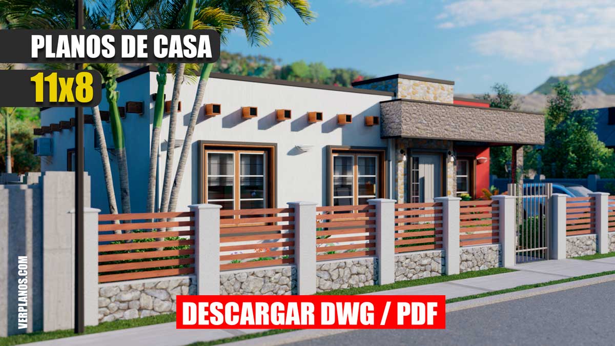 Planos de Casa Moderna y Económica con 3 dormitorios y 2 Baños