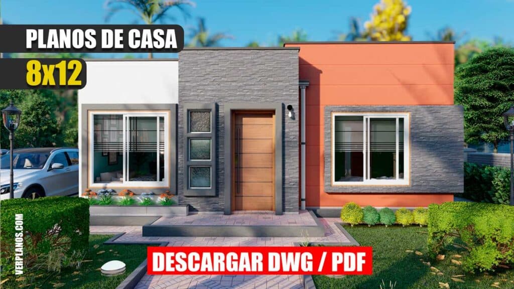 Planos de Casa Moderna y Económica de 1 Piso con 3 dormitorios