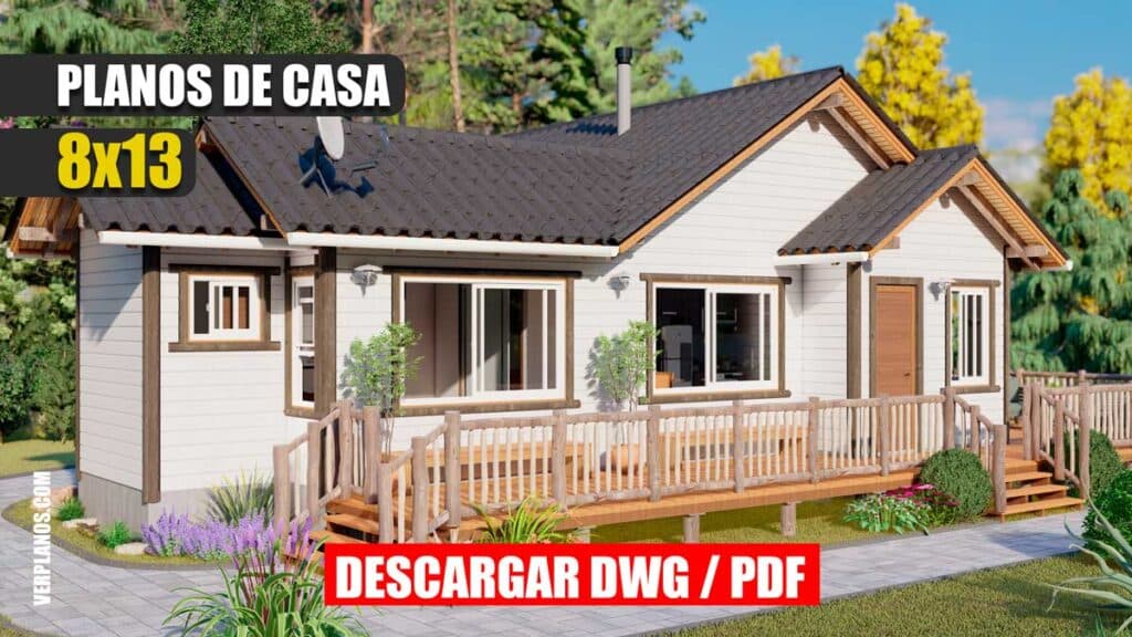 Planos de Casa Prefabricada con 3 Dormitorios y 2 Baños