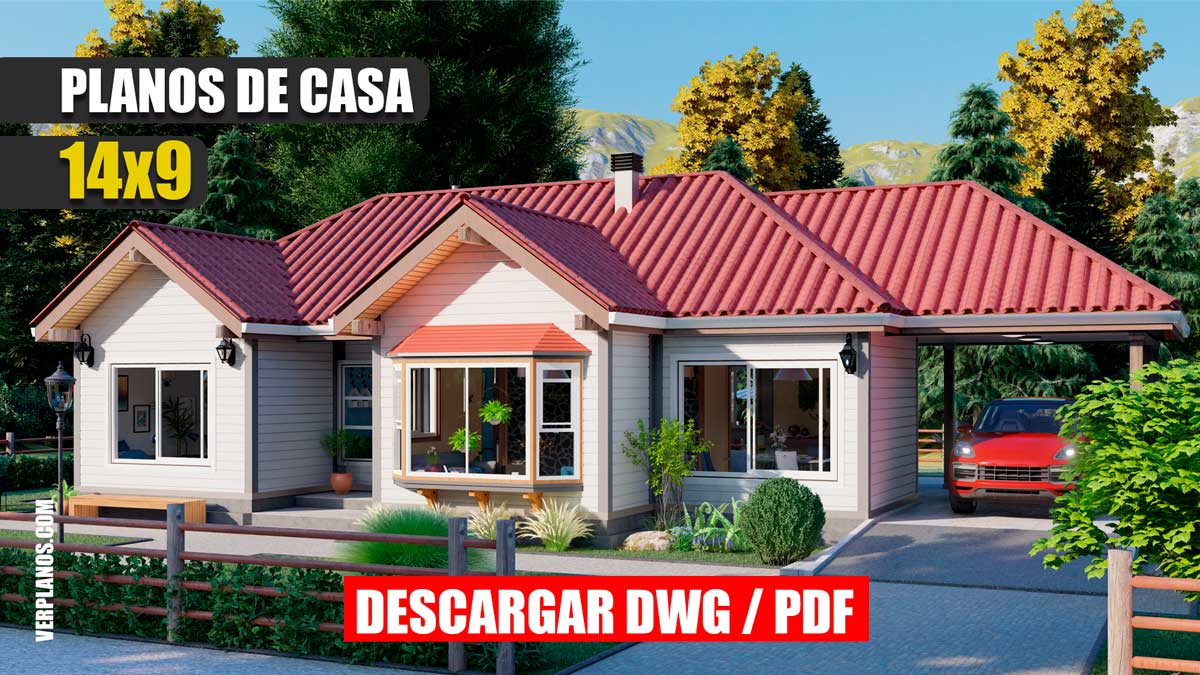 planos de casa prefabricada pequeña y economica de 2 dormitorios y 1 baño
