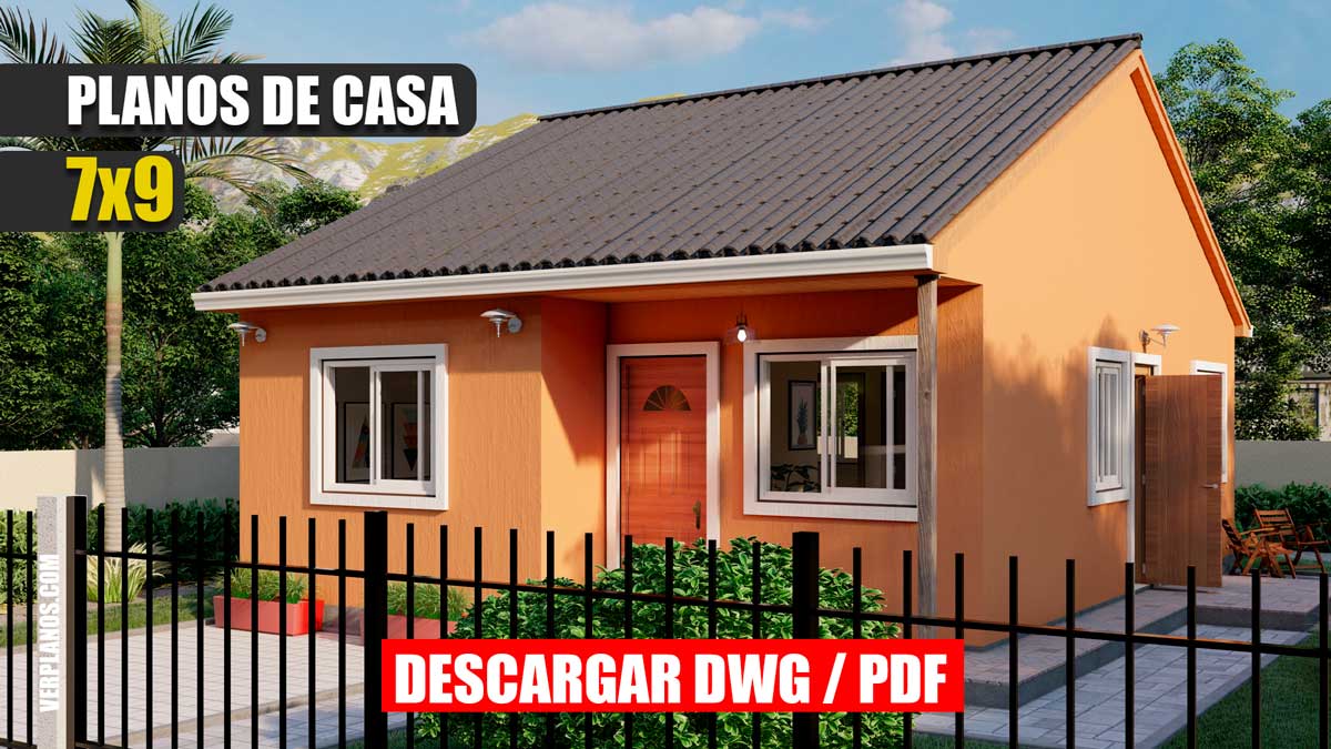 Planos de casa económica y pequeña gratis en autocad y pdf 3 dormitorios y 2 baños