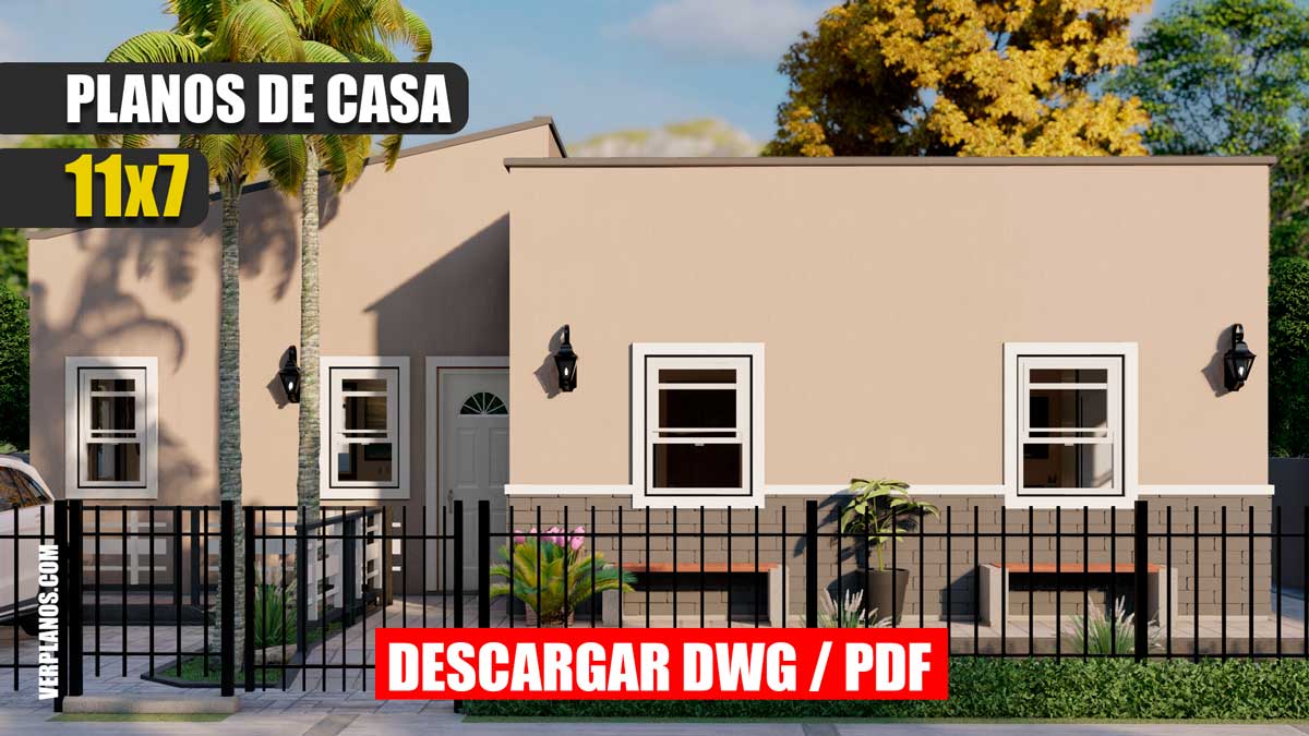 plano de casa mediterranea pequena bonita economica 3 dormitorios 1 piso 1 bano gratis en autocad