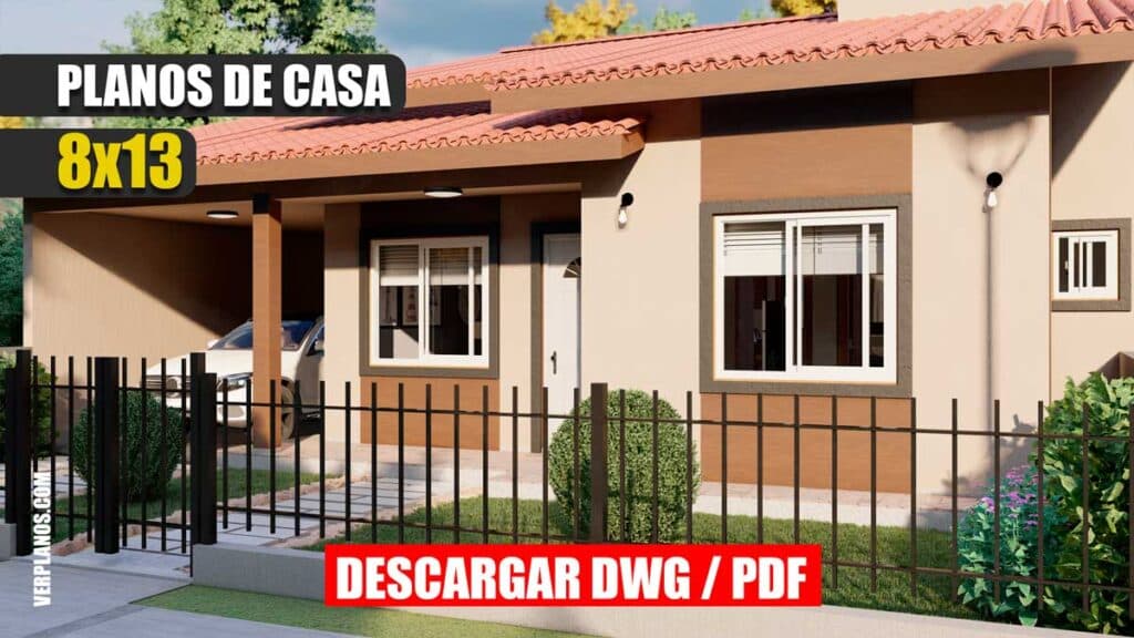 Plano de Casa con 3 Dormitorios, 2 Baños y Jardín Interior
