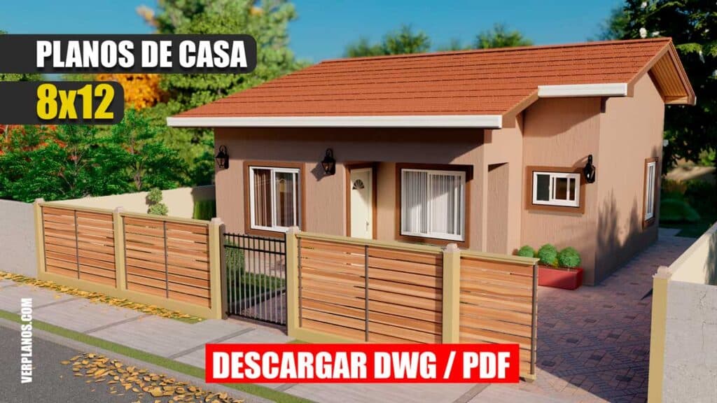 Planos de Casa de 1 Piso con 3 Dormitorios y 2 Baños – (DWG / PDF)