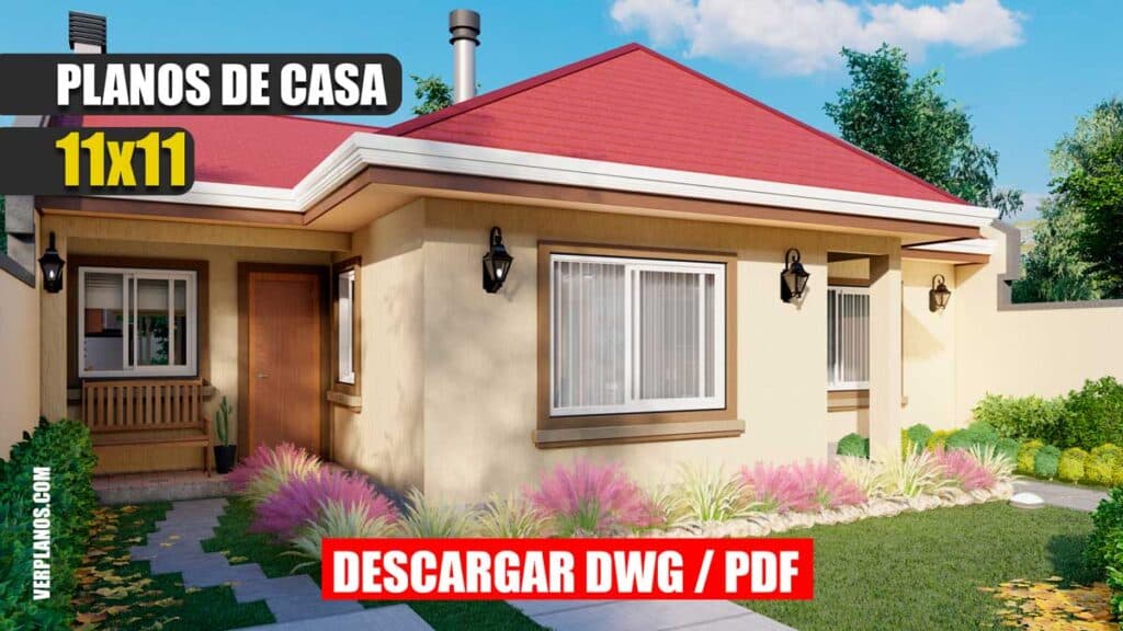 Planos de Casa ¡GRATIS! de 1 piso con 3 Dormitorios (DWG / PDF)