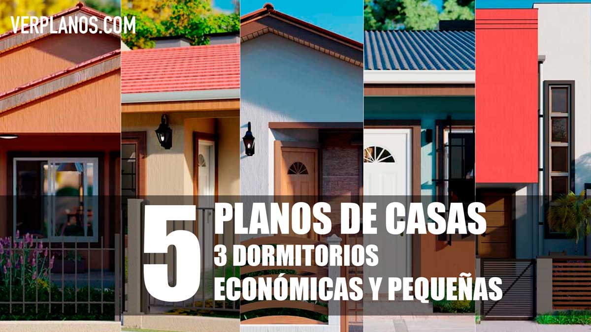 Planos de Casas de 1 piso con 3 Dormitorios para descargar GRATIS en formato DWG para Autocad y PDF