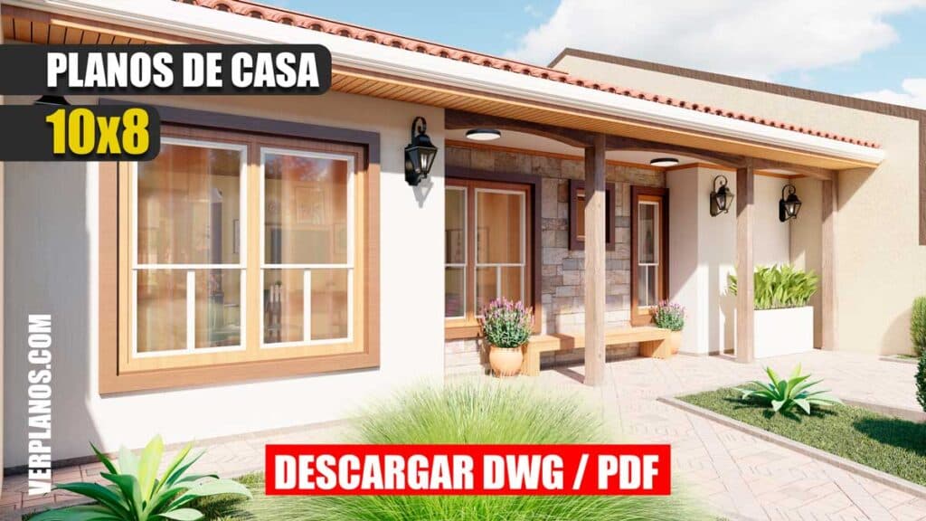 Plano de casa de 1 piso con 3 dormitorios y 2 baños ¡Muy acogedora!