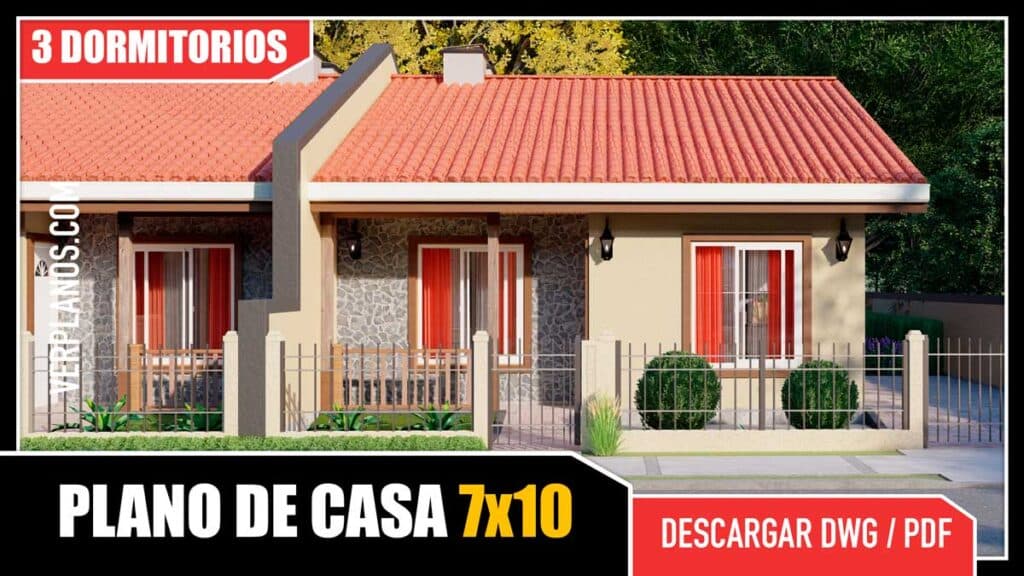 Planos de Casa «Duplex» ó «Pareada» con 3 Dormitorios y 2 Baños