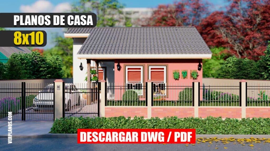 Planos de Casa Pequeña y Bonita de 3 Dormitorios y 2 Baños