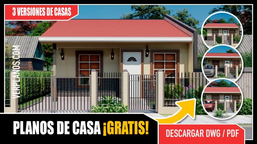 3 Planos de Casa Pequeña y Económica de 3 Dormitorios y 2 Baños