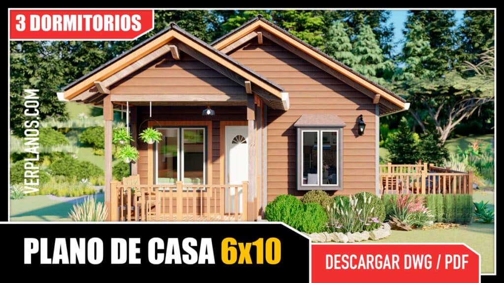 Planos de Casa Prefabricada de 1 piso con 3 Dormitorios