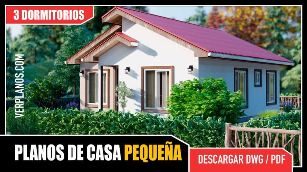 Pequeño y Hermoso Planos de Casa con 3 Dormitorios (DWG / PDF)