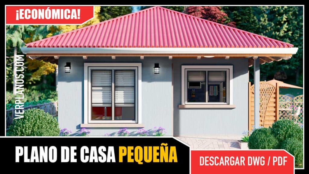 Planos de Casa Pequeña y Económica con 2 Dormitorios y 1 Baño