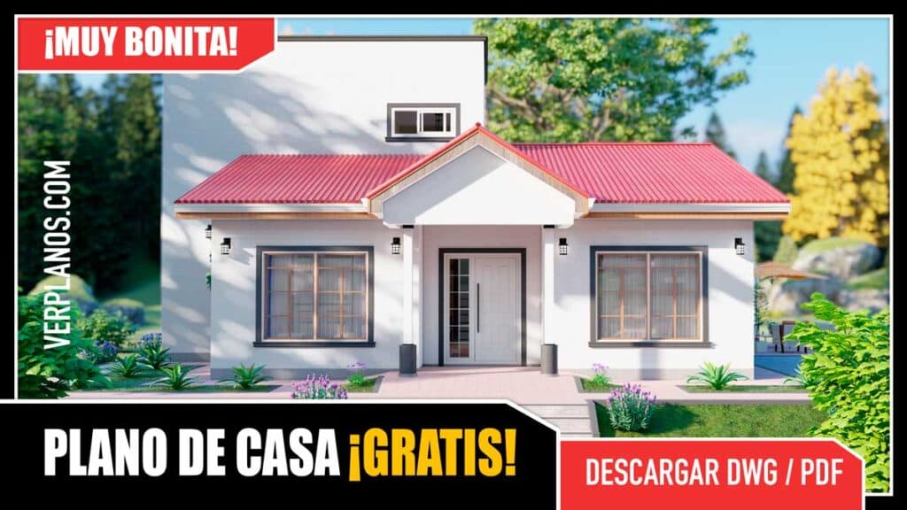 Hermosa Idea de Planos de Casa con 3 Dormitorios y 2 Baños