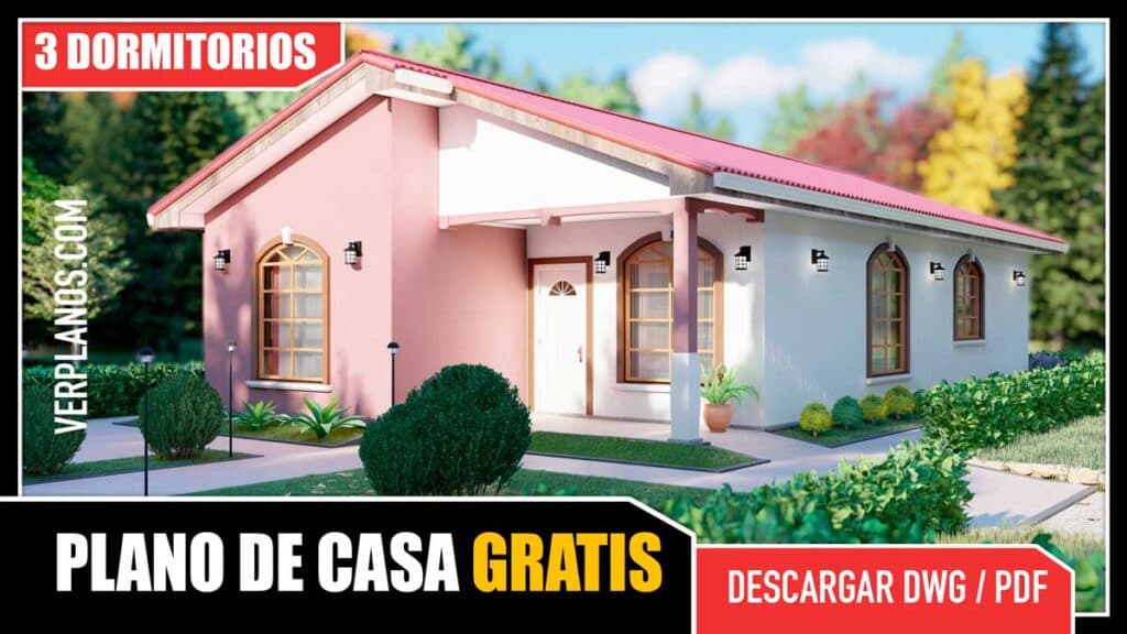 Planos de Casa de Campo Tradicional con 3 Dormitorios y 2 Baños