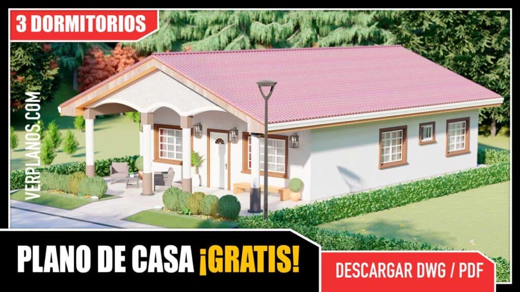 Plano de Casa Amplia y Cómoda con 3 Dormitorios y 2 Baños