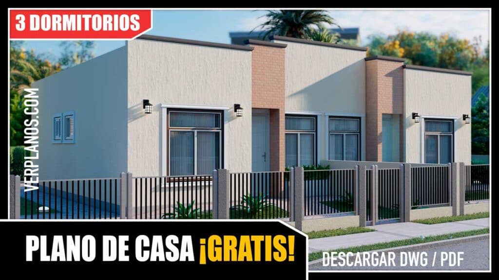 Planos de casa Económica y Pequeña con 3 Dormitorios y 2 baños