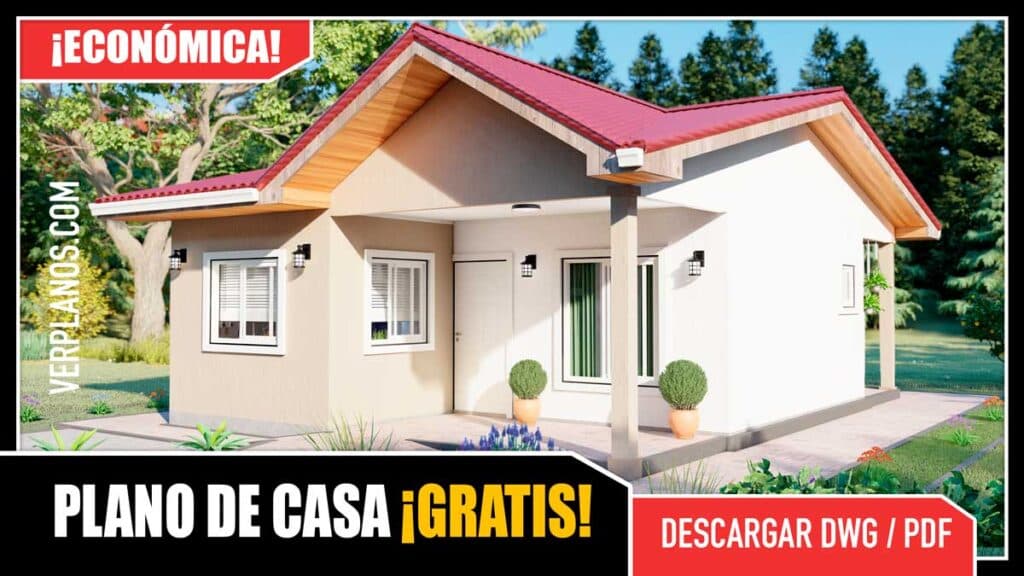 Bonita, Pequeña y Económica Idea de Plano de Casa (DWG / PDF)