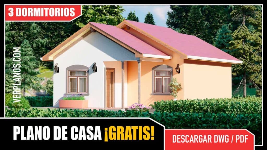 Planos de Casa Angosta con 3 dormitorios (DWG / PDF)
