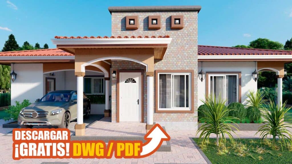 Planos de Casa Estilo Colonial con 3 Dormitorios (DWG / PDF)