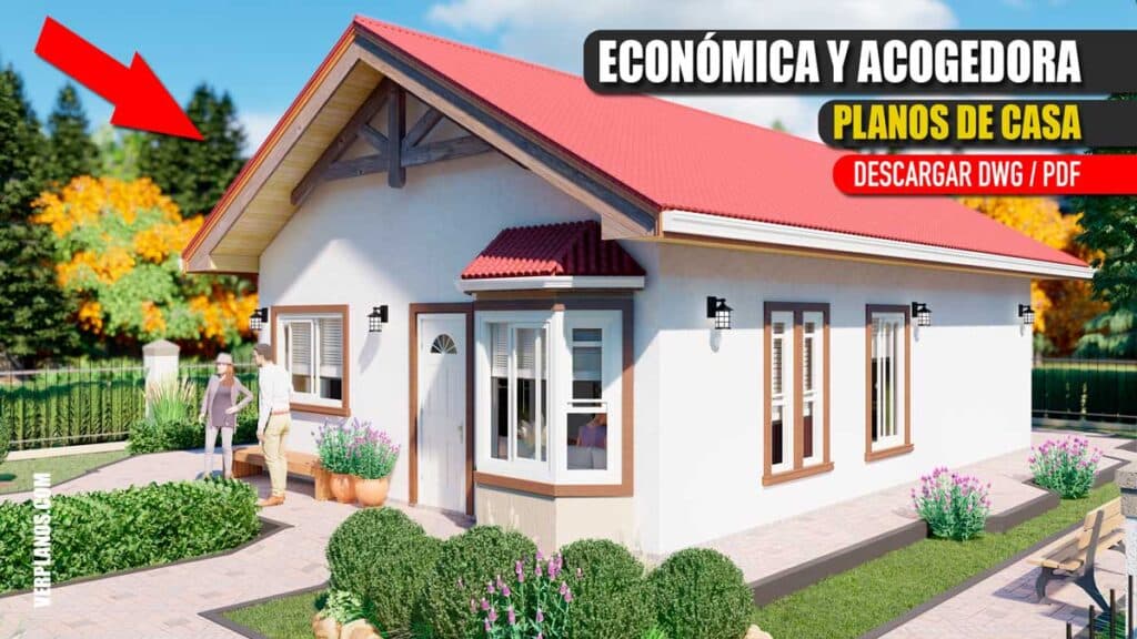 Hermosa Casa de 1 piso Pequeña y Económica (Planos en DWG / PDF)