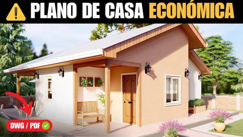 Plano de Casa Económica y Moderna de 3 dormitorios y 2 baños